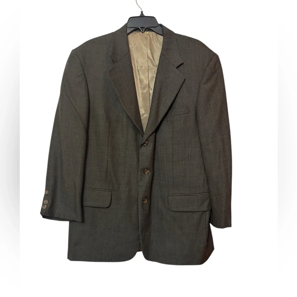 Oscar de la Renta Wool Vintage 90s Houndstooth Suit Jacket 42R Blazer